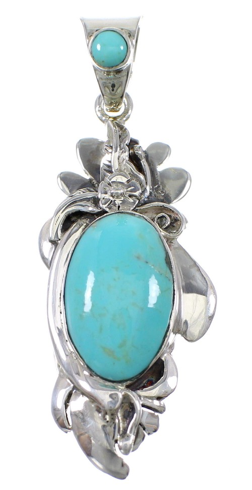 Turquoise Sterling Silver Southwest Flower Pendant AX77032