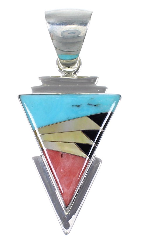 Sterling Silver And Multicolor Southwestern Pendant YX77659