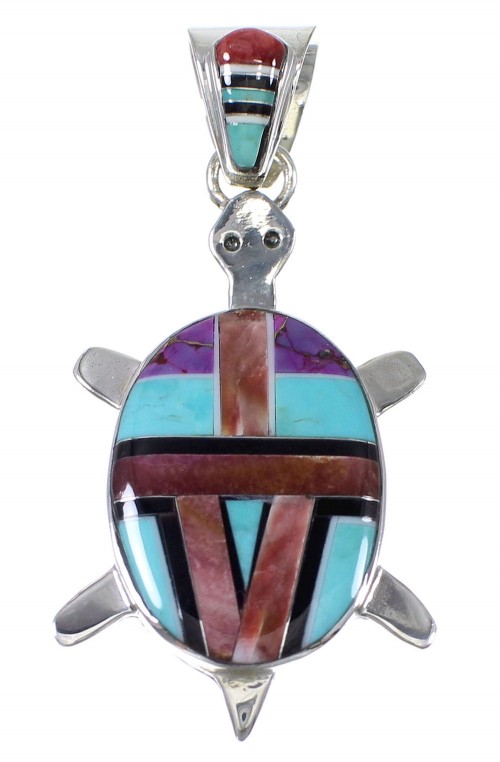 Sterling Silver Multicolor Southwest Turtle Pendant YX77679