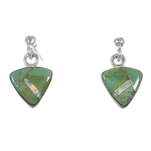 Opal And Turquoise Silver Post Dangle Earrings AX76952