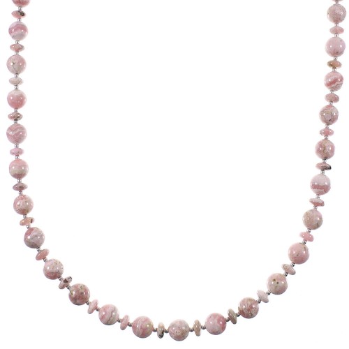 Native American Rhodochrosite And Sterling Silver Bead Necklace WX76864