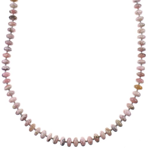 Rhodochrosite And Sterling Silver Native American Bead Necklace WX76867
