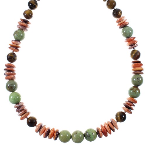 Multicolor Sterling Silver Native American Bead Necklace WX76978