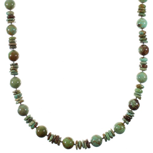 Native American Silver Kingman Turquoise Bead Necklace QX76815