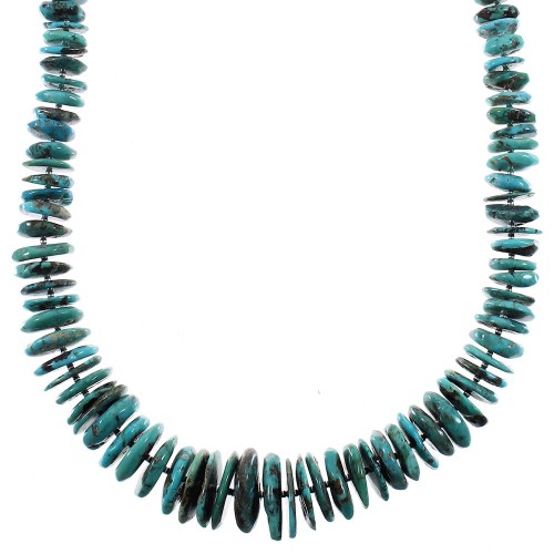 Silver Turquoise Navajo Bead Necklace QX76871