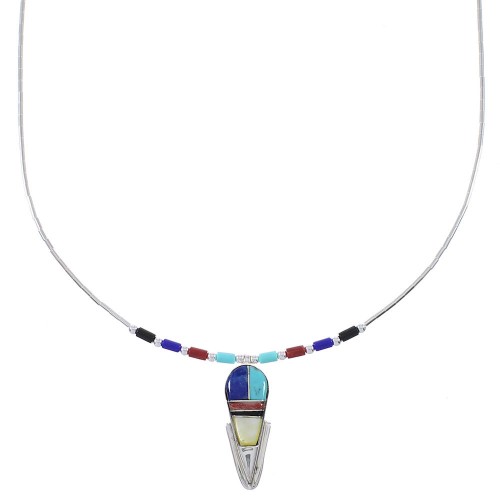 Multicolor Inlay And Liquid Sterling Silver Necklace WX78399