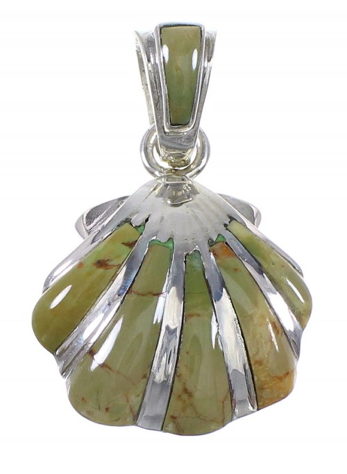 Turquoise Inlay And Sterling Silver Southwest Seashell Pendant WX81446