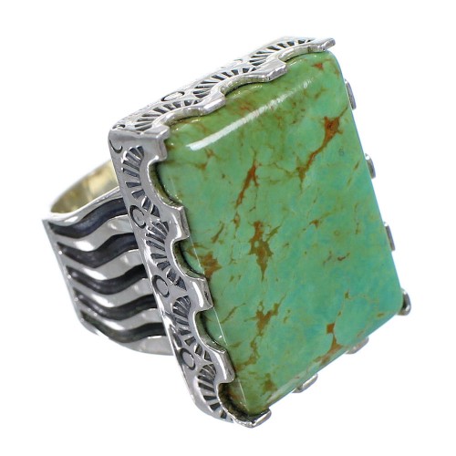 Southwestern Genuine Sterling Silver Turquoise Ring Size 4-1/2 QX85525