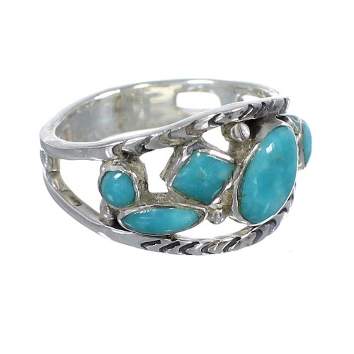 Southwestern Sterling Silver Turquoise Ring Size 5 AX84357