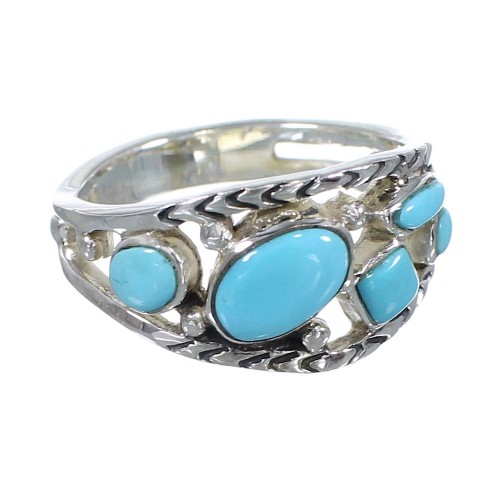 Southwestern Genuine Sterling Silver Turquoise Ring Size 8-1/2 AX84657