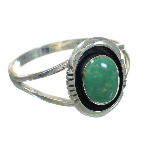 Southwestern Turquoise And Sterling Silver Ring Size 8-1/2 YX83976