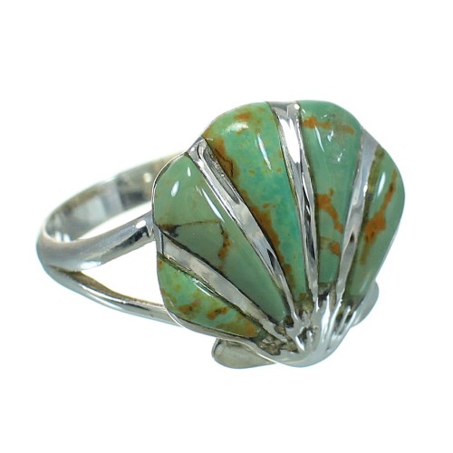 Turquoise Southwest Sterling Silver Seashell Ring Size 4-3/4 AX86415