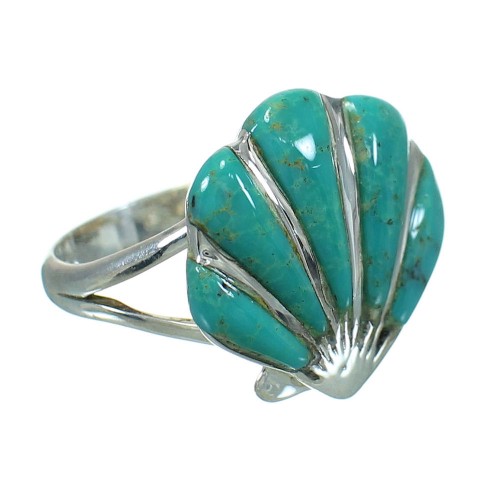Turquoise Genuine Sterling Silver Seashell Ring Size 6-1/2 AX86434