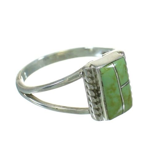 Turquoise Inlay Sterling Silver Southwestern Ring Size 7-1/4 AX86448