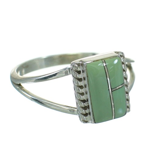 Sterling Silver Turquoise Inlay Southwestern Jewelry Ring Size 6-1/2 AX86491