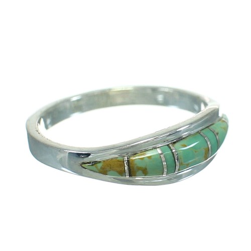 Authentic Sterling Silver Southwestern Turquoise Inlay Ring Size 7-3/4 AX86560