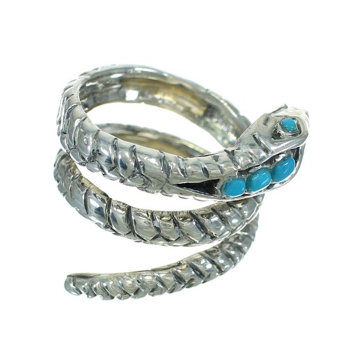 Turquoise Jewelry Silver Snake Southwestern Ring Size 6-1/4 QX84421