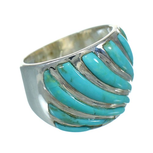 Turquoise Inlay Sterling Silver Jewelry Ring Size 4-1/2 RX86337
