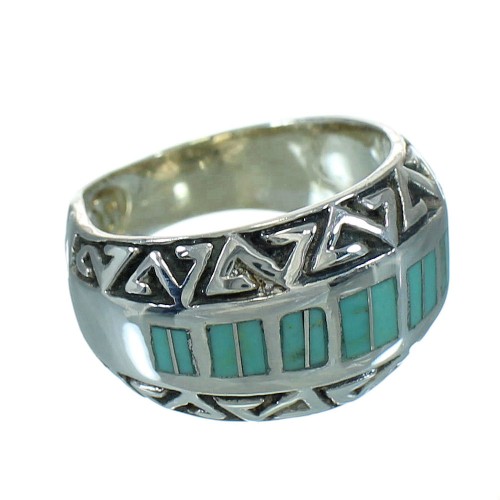 Turquoise Water Wave Sterling Silver Ring Size 5-1/2 RX86376