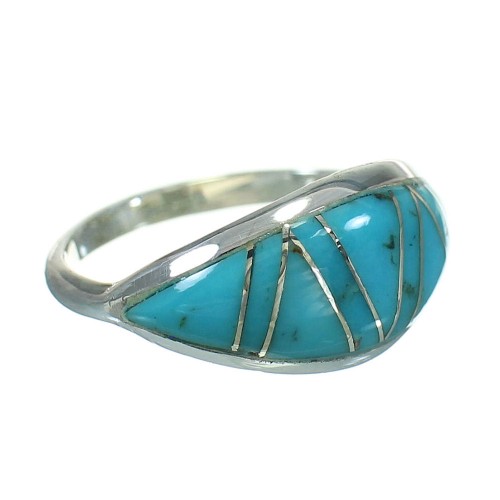 Sterling Silver Turquoise Inlay Jewelry Ring Size 6-1/4 RX86462