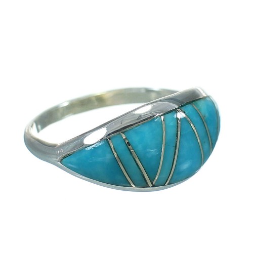 Turquoise And Genuine Sterling Silver Jewelry Ring Size 6-1/4 RX86486