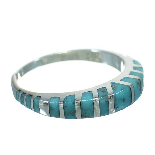 Sterling Silver Turquoise Inlay Southwest Jewelry Ring Size 6-1/4 RX86600