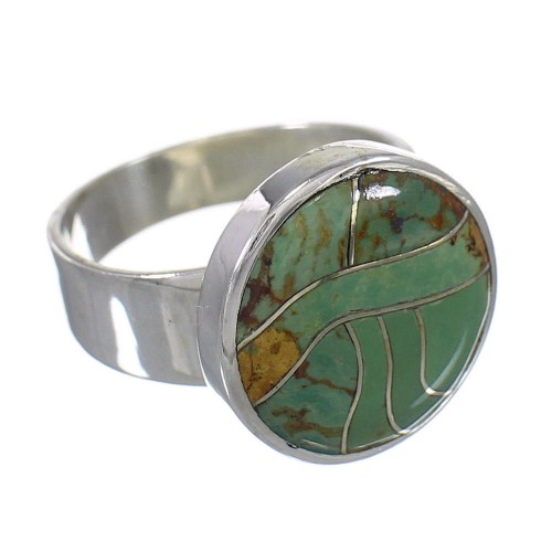 Southwest Turquoise And Genuine Sterling Silver Ring Size 8-1/2 YX86519