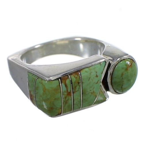 Southwest Sterling Silver Turquoise Inlay Ring Size 6-1/4 QX84000