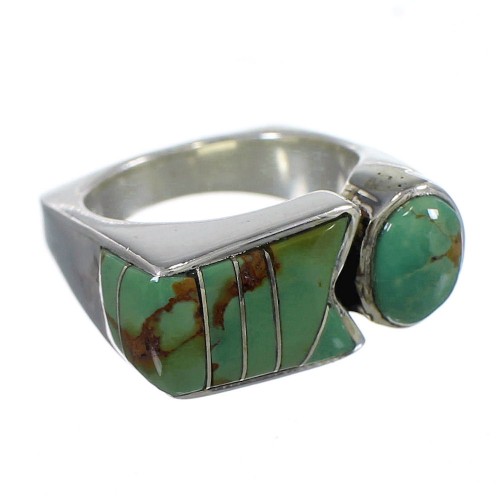 Southwest Authentic Sterling Silver Turquoise Inlay Ring Size 5-1/2 QX84003