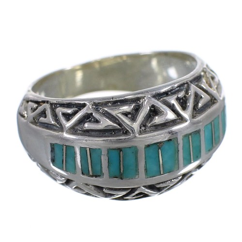 Sterling Silver Water Wave Turquoise Ring Size 7 AX83704