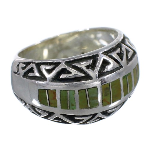 Silver Water Wave Turquoise Inlay Ring Size 6-1/4 AX83709