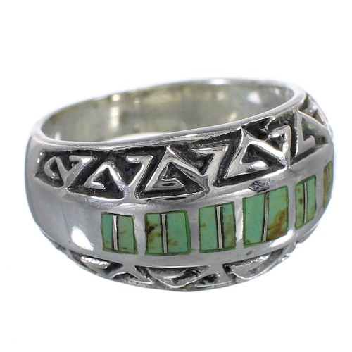 Sterling Silver Water Wave Southwestern Turquoise Ring Size 8-1/2 AX83719