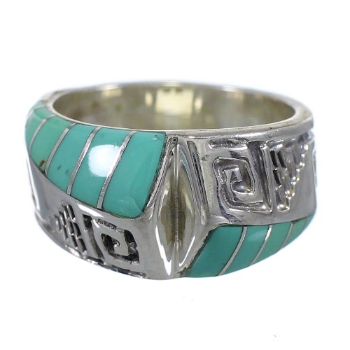 Southwest Silver Water Wave Turquoise Jewelry Ring Size 5-1/2 AX83786