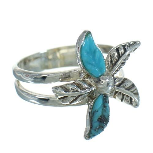 Turquoise Flower Silver Southwest Ring Size 7 QX85125