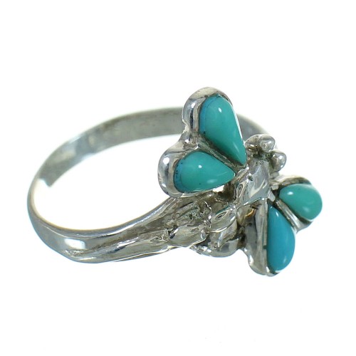 Silver Southwestern Turquoise Dragonfly Ring Size 7-1/4 QX85202