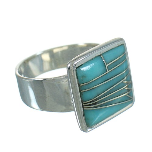 Turquoise Genuine Sterling Silver Southwestern Ring Size 8-1/2 QX85238