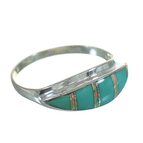 Turquoise Opal Inlay Sterling Silver Ring Size 5-3/4 RX84962