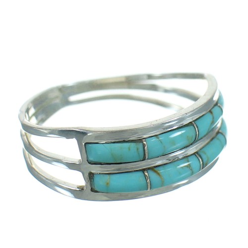 Turquoise Inlay Authentic Sterling Silver Southwest Ring Size 5 RX85166