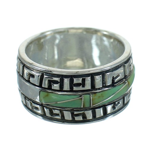 Turquoise Water Wave Silver Southwestern Ring Size 6-3/4 QX85758