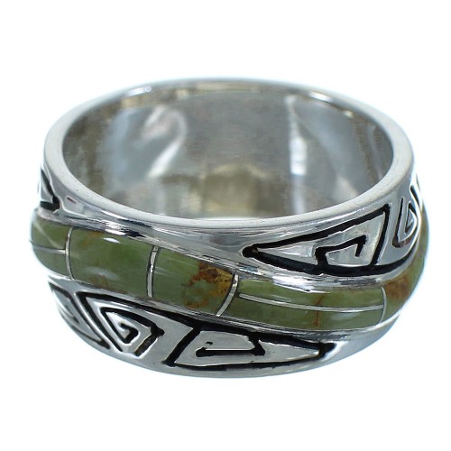 Turquoise Water Wave Southwestern Silver Ring Size 6-1/2 QX85786