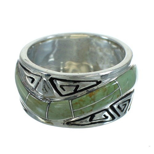 Silver Turquoise Southwest Water Wave Ring Size 5-1/2 QX85793
