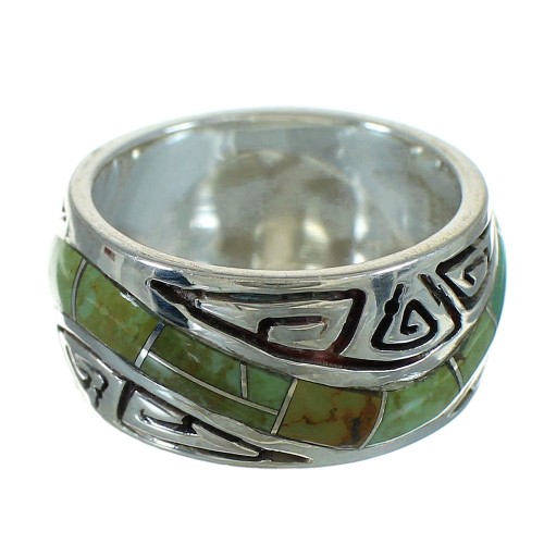 Southwest Turquoise Silver Water Wave Ring Size 4-3/4 QX85801