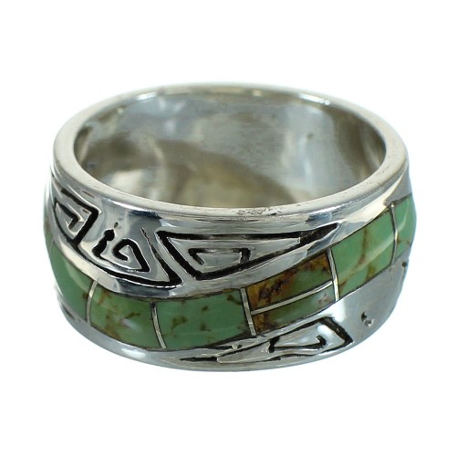 Water Wave Silver Southwest Turquoise Ring Size 7-1/2 QX85809