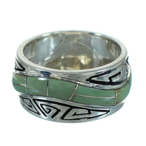 Water Wave Southwestern Genuine Sterling Silver Turquoise Ring Size 6-3/4 QX85824