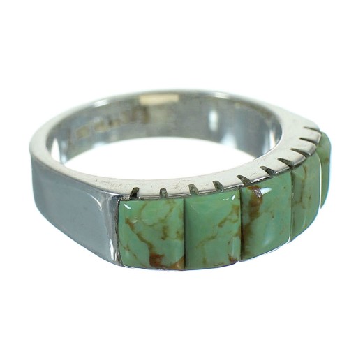 Turquoise Inlay Authentic Sterling Silver Southwestern Ring Size 5-3/4 AX85000
