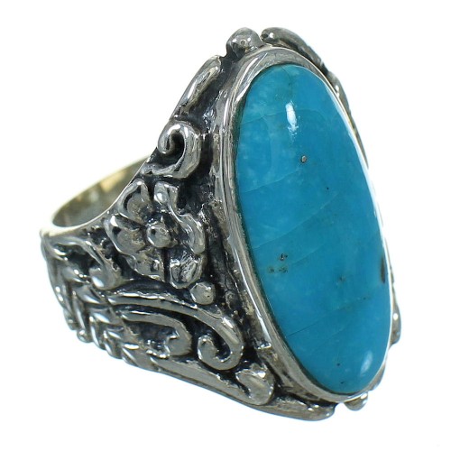 Turquoise Silver Southwest Flower Ring Size 5-1/4 YX85381