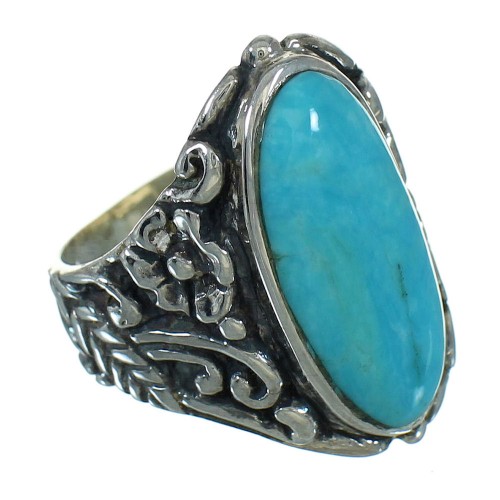Turquoise And Silver Southwestern Flower Ring Size 7-3/4 YX85427