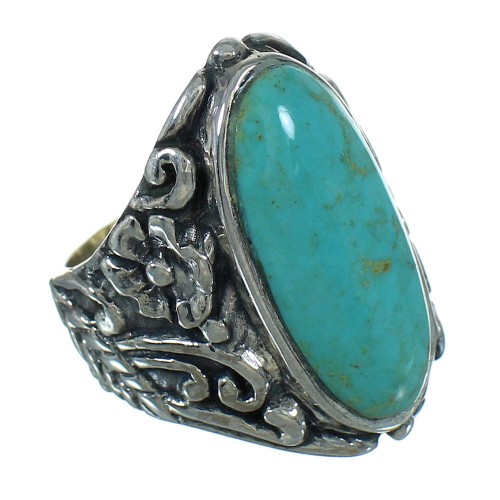 Turquoise And Authentic Sterling Silver Southwestern Flower Ring Size 4-3/4 YX85442