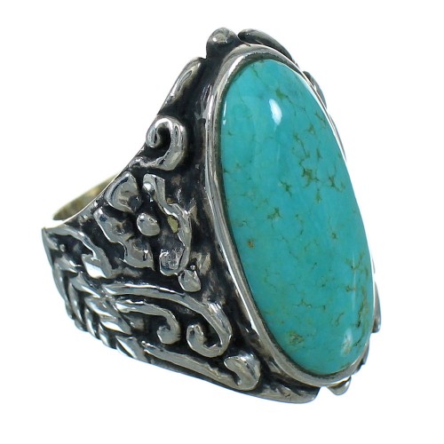 Southwestern Turquoise And Sterling Silver Flower Ring Size 5-3/4 YX85468