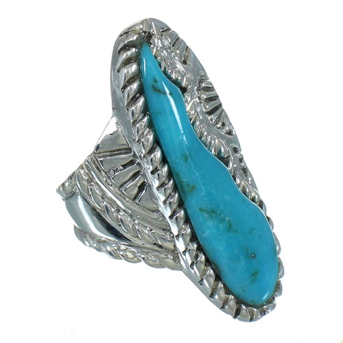 Southwestern Turquoise Authentic Sterling Silver Ring Size 5-1/2 YX85598